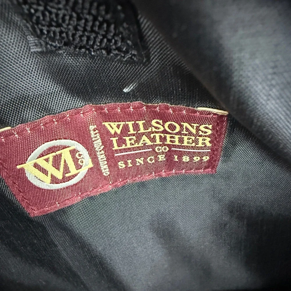 Wilsons Leather Messenger Bag Black Leather Nylon Buckle Crossbody